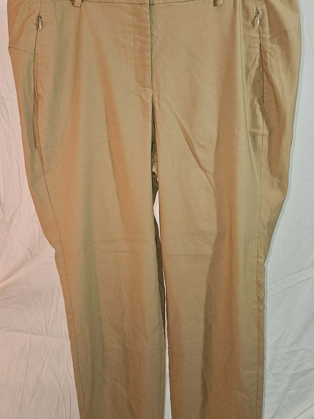 Lane Bryant Mid Rise Camel Tan Ankle Pants Slit Hem Size 16